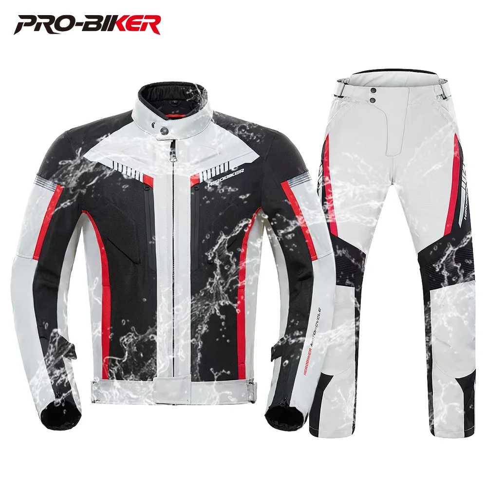HEROBIKER Chaqueta y Pantalón de Moto Impermeables para Hombre